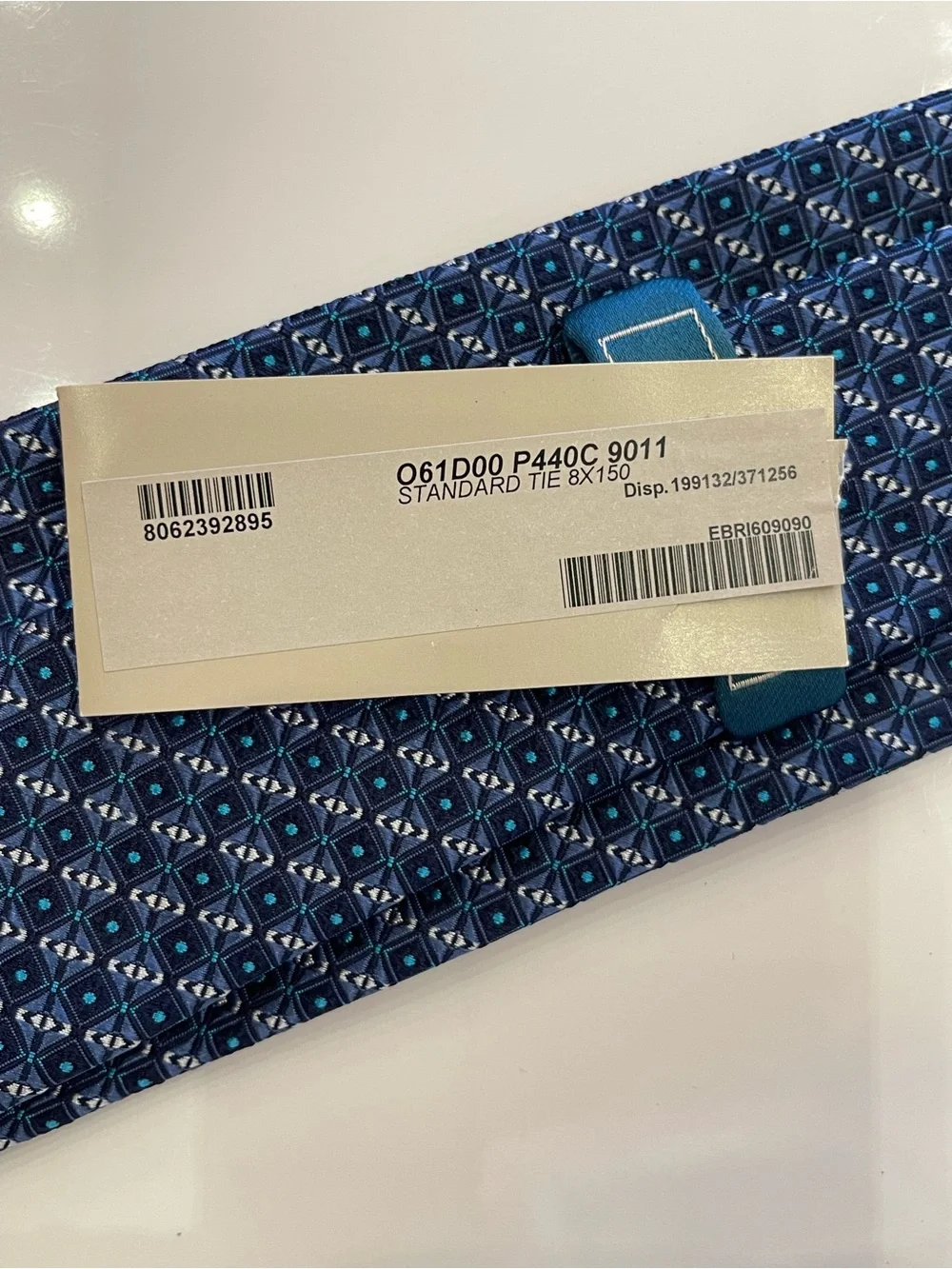 NWT Brioni Silk Tie Handmade in Italy Blue Geometric Pattern Luxury
